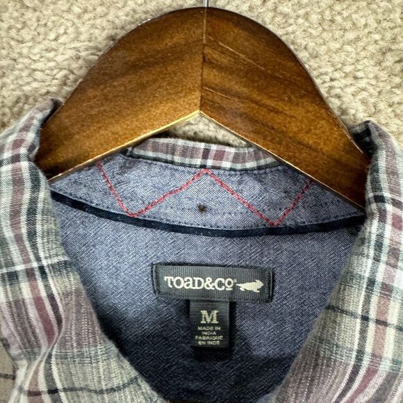Toad&Co Shirt Mens Size Medium M Gray Plaid Flannel Long Sleeve Organic Cotton - Picture 5 of 13